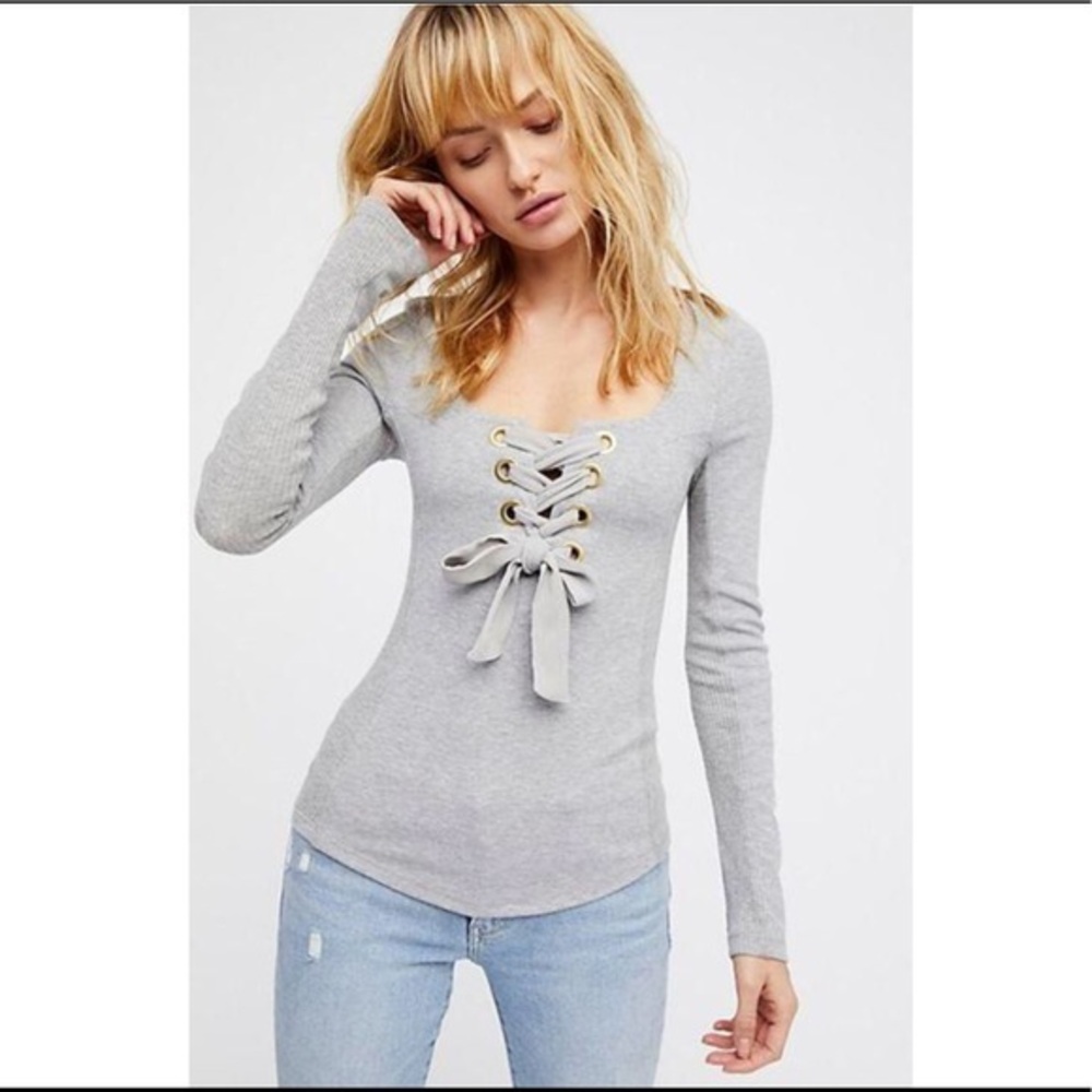 NWT Free People Looking Back Top XS Gray